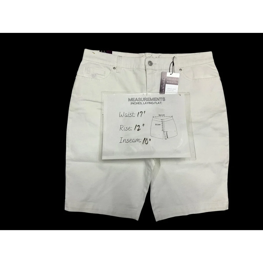 Gloria Vanderbilt Amanda Bermuda‎ White Denim Shorts Classic Rise Size 14 NEW